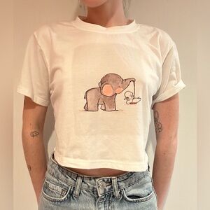 Cropped cute cotton tee